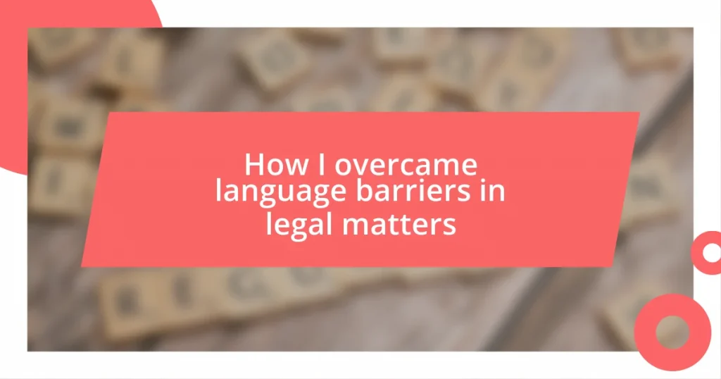 How I overcame language barriers in legal matters