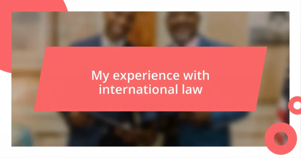 My experience with international law