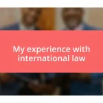 My experience with international law